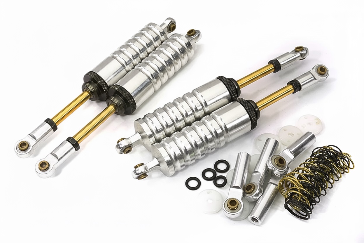 C22763SILVER MSR10 Shock (4) for AX10 Scorpion, Wheely King & Rock Crawlers - Image 1