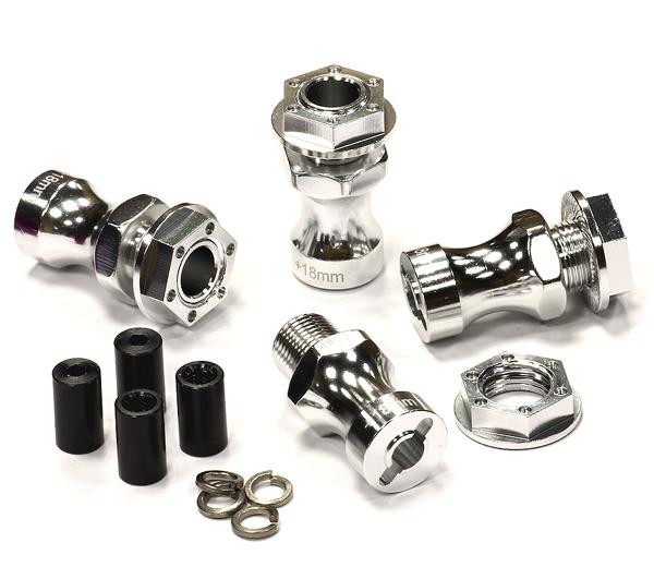 C23103SILVER 17mm Hex Wheel (4) Hub +18mm Offset for Traxxas 1/10 T-Maxx, Revo - Image 1
