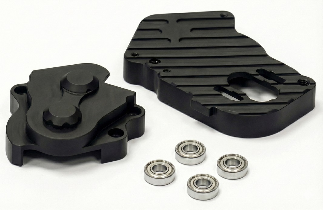 C24564BLACK Billet Machined Metal Gearbox for Kyosho 1/8 Motorcycle - Image 1