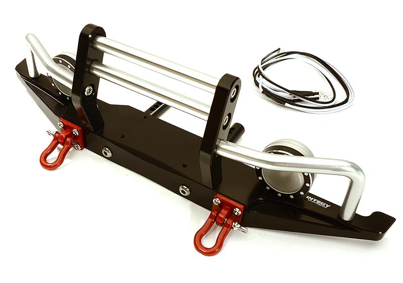 Machined Alloy Front Bumper w/ LED (2) for Axial SCX-10, Dingo & Honcho AX80044