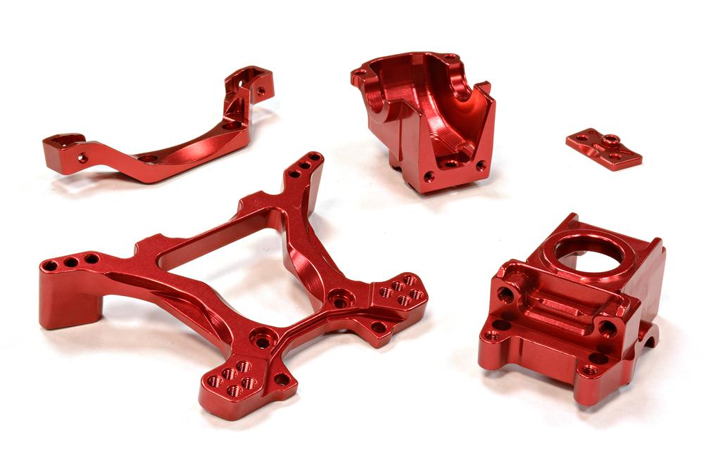 C25807RED Billet Machined Rear Gearbox & Shock Tower for Traxxas 1/10 Telluride 4X4 - Image 1