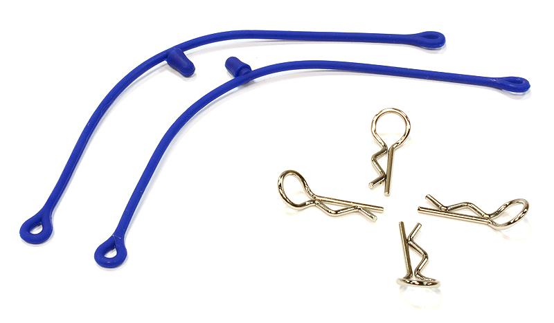 C25816BLUE Secured Body Clip (4) with 115mm Connecting Link for 1/10 Scale - Image 1