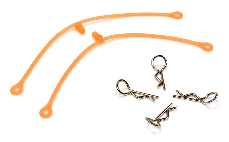 C25816ORANGE Secured Body Clip (4) with 115mm Connecting Link for 1/10 Scale - Image 1