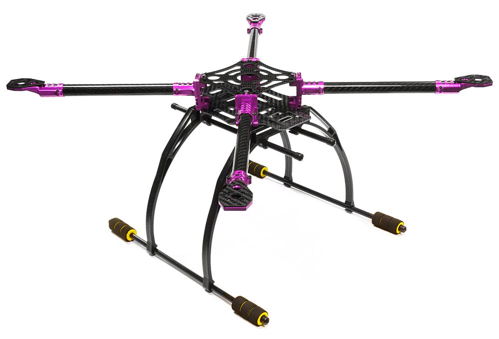 C25864PURPLE Custom Machined Alloy+Carbon Fiber Quadcopter Upgrade Frame 550 Size Foldable - Image 1