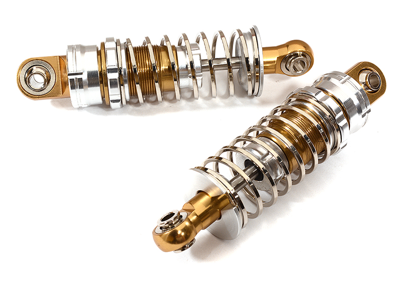 C26021SILVER Realistic Off-Road Shock (2) for 1/10 Scale w/16mm O.D. Square Spring (L=60mm) - Image 1