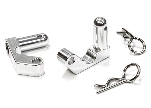 C26140SILVER Billet Machined Rear Body Mount (2) for Axial 1/10 Yeti Rock Racer - Image 1