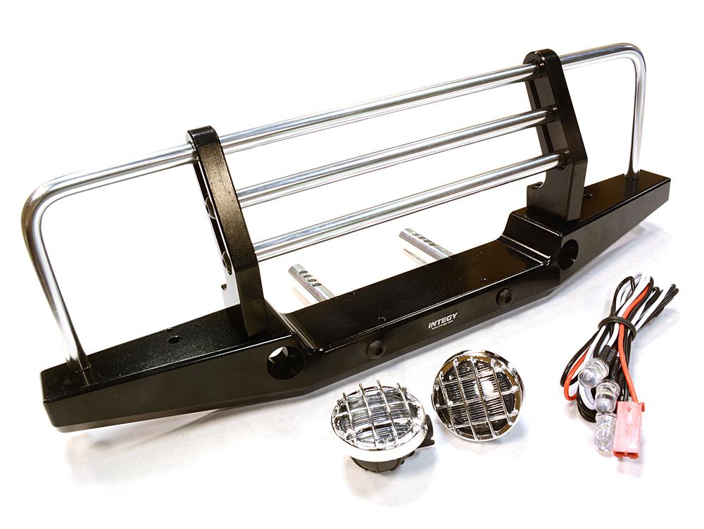 C26375BLACK Realistic Metal Front Bumper with LED for Axial SCX-10 43mm Mount - Image 1