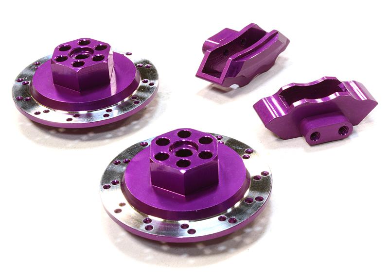 C26453PURPLE Realistic Alloy Machined Rear Brake Hex Hub Set for HPI 1/10 Scale E10 On-Road - Image 1
