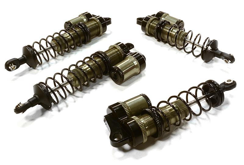 C26458GREY Billet Machined Piggyback Shock Set for Traxxas 1/10 Rustler 2WD & Bandit VXL - Image 1