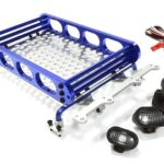 Realistic 1/10 Scale Alloy Luggage Tray 155x109x36mm with 4 LED Spot Light Set