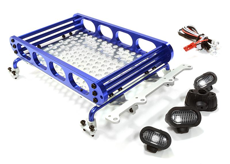 C26609BLUE Realistic 1/10 Scale Alloy Luggage Tray 155x109x36mm with 4 LED Spot Light Set - Image 1