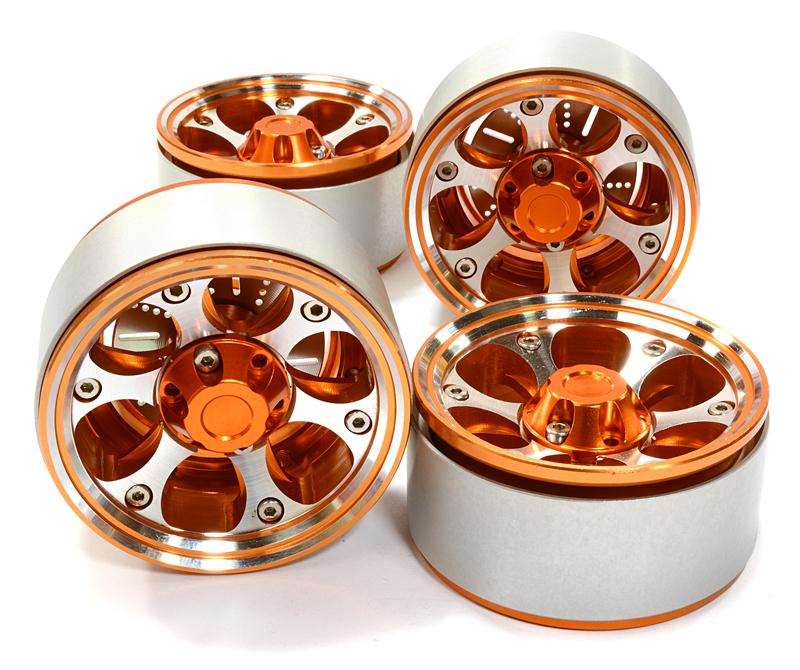 C26615ORANGE 1.9 Size Billet Machined Alloy 6H Spoke Wheel(4)High Mass Type for Scale Crawler - Image 1