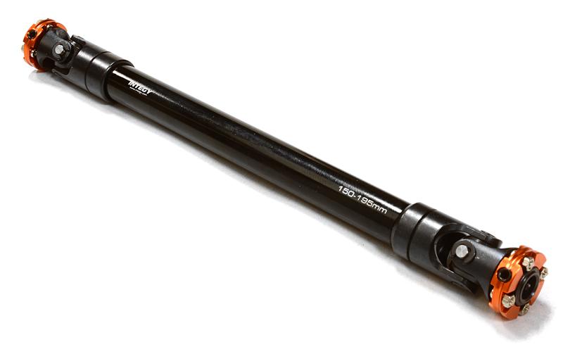 C26658ORANGE CNC Machined Universal Drive Shaft 150-195mm for Custom 1/14 Semi-Tractor Truck - Image 1