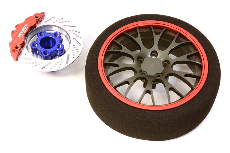 C26908RED Billet Machined Alloy 20 Spoke Mesh Steering Wheel Set for Traxxas Radio - Image 1