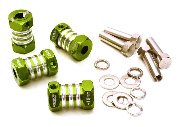 C27014GREEN 12mm Hex Wheel (4) Hub +16mm Offset for 1/10 Scale Truck & Buggy - Image 1