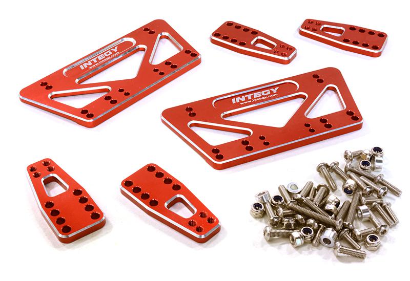 C27015RED CNC Machined Chassis & Shock Mount Lift Kit for Axial 1/10 SCX-10 Scale Crawler - Image 1