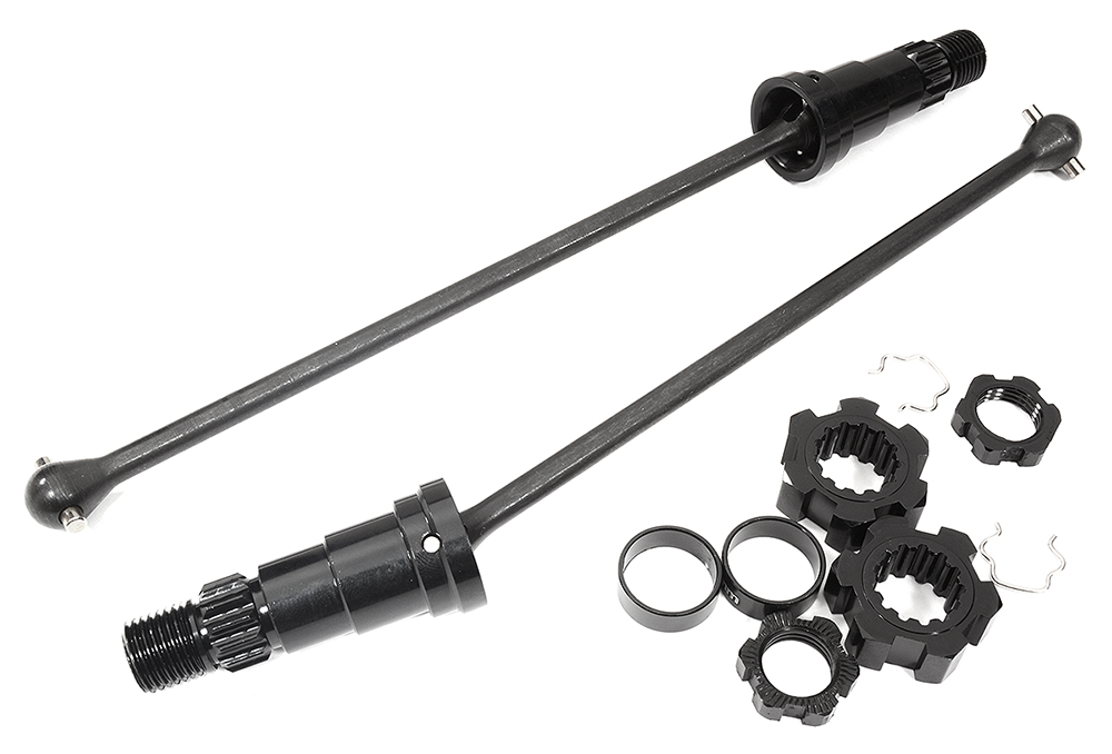 C27071BLACK Universal Drive Shafts w/ +6mm Ext. Stub Axles (2) for TRX X-Maxx 4X4 7750 7751 - Image 1