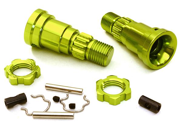 C27095GREEN Billet Machined +0mm Ext. Stub Axles for C27070, C27071 & C27072 - Image 1