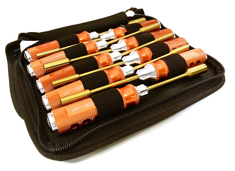 C27110ORANGE Professional 9pcs Nut Driver Set w/ 22mm Size Handle & Tool Carrying Bag - Image 1