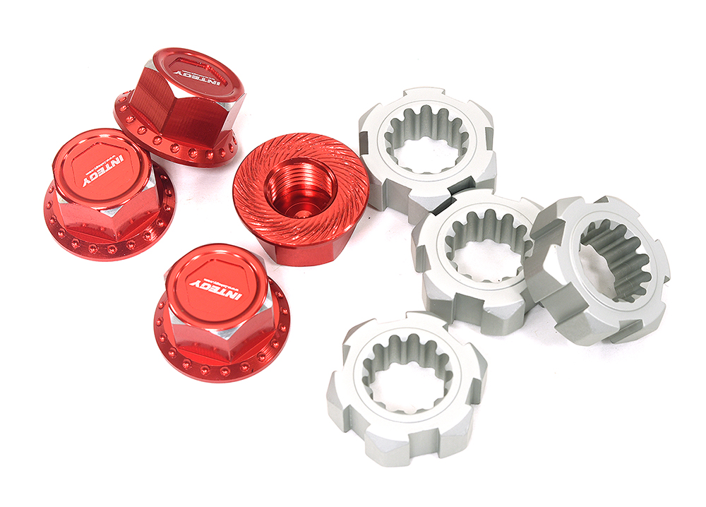 C27149RED Machined 24mm Wheel Adapters & 17mm Wheel Nuts for Traxxas X-Maxx 4X4 7756 7758 - Image 1