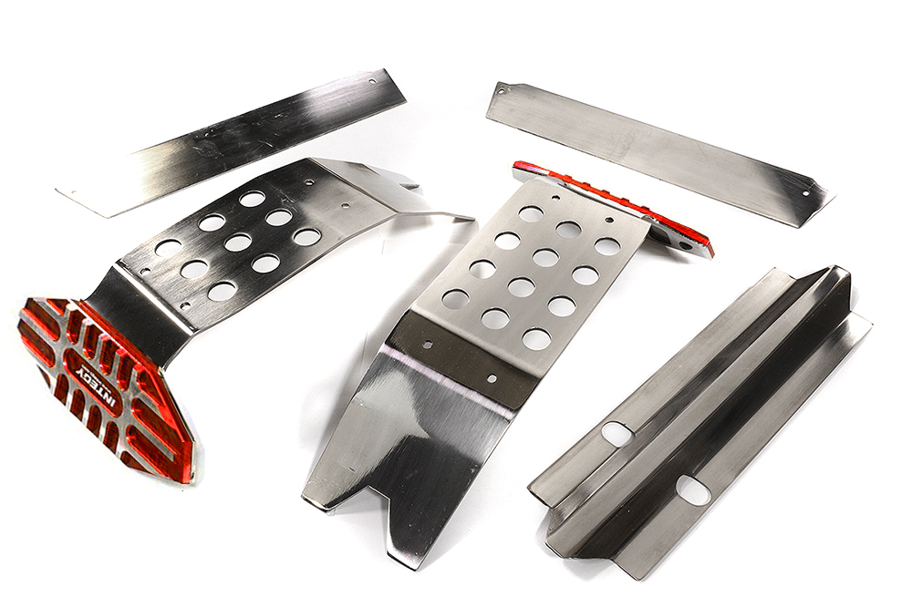 C27189ORANGE Stainless Steel (Req. Polishing) Skid Plate Set for Traxxas X-Maxx 4X4 7744 7745 - Image 1