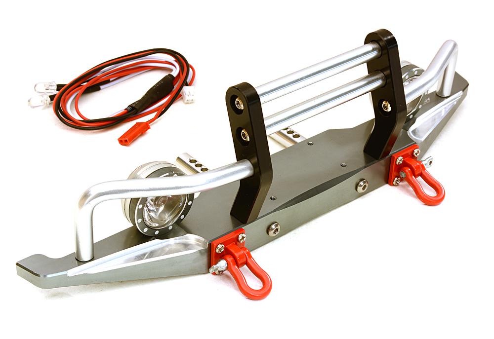 C27283GUN Billet Machined Alloy Front Bumper w/ LED(2) for Axial 1/10 SCX10 II 43mm Mount - Image 1
