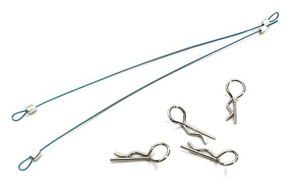 C27666BLUE Secured Body Clip (4) with 160mm Retainer Link for 1/10 Stampede & Rustler - Image 1