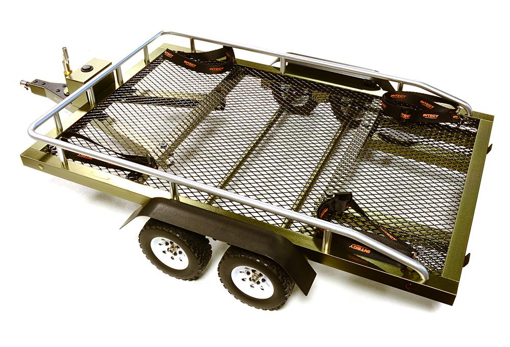 C27734GUN Machined Alloy Flatbed Dual Axle Car Trailer Kit for 1/10 Scale RC 640x370x110mm - Image 1