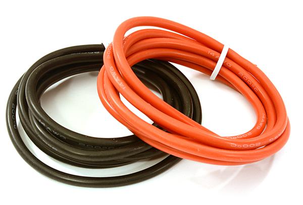 C28014 Flexible 14 AWG Gauge Silicone Wire 1m Set, 39in Black 39in Red - Image 1