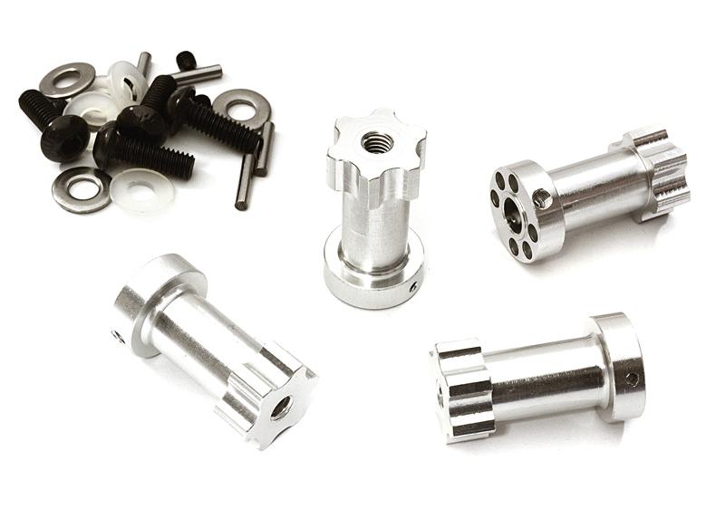 C28017SILVER 12mm Hex Extended Wheel (4) Hub 22mm Thick for Most Traxxas 1/10 - Image 1