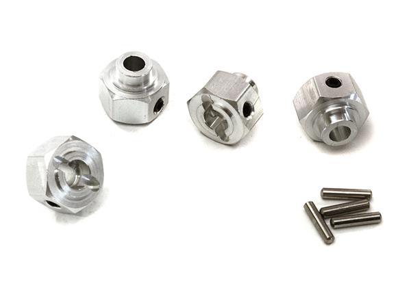C28057SILVER 12mm Hex Wheel (4) Hub 7mm Thick for Axial 1/10 Wraith 2.2 & RR10 Bomber 4WD - Image 1