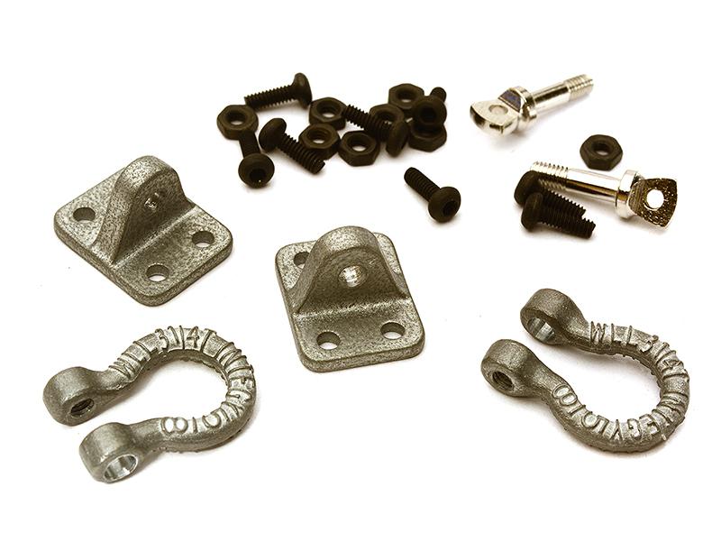 C28429SILVER Realistic Alloy Bow Shackles w/ Mounting Brackets for 1/10 Off-Road & Crawler - Image 1