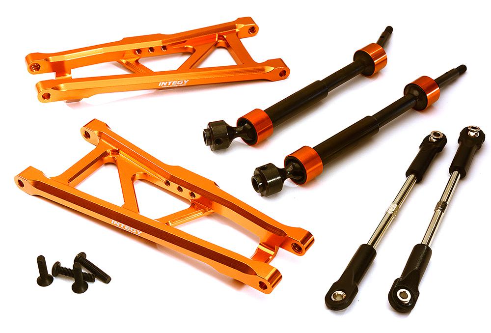 C28577ORANGE Extended Rear Suspension Kit+Drive Shafts for 1/10 Stampede 2WD 1591 3641A 3655X - Image 1