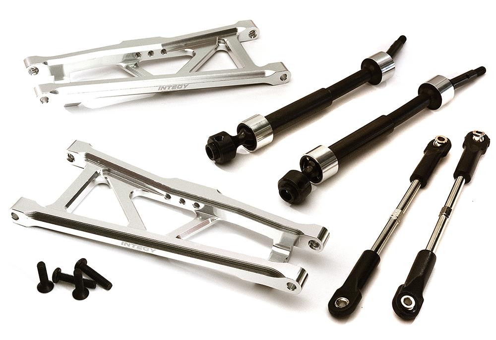 C28577SILVER Extended Rear Suspension Kit+Drive Shafts for 1/10 Stampede 2WD 1591 3641A 3655X - Image 1