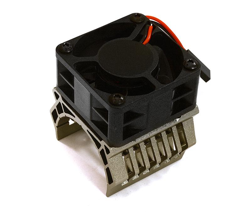 C28597GREY 36mm Motor Heatsink+40x40mm Cooling Fan 16k rpm for Most 1/10 On-Road & Off-Road - Image 1