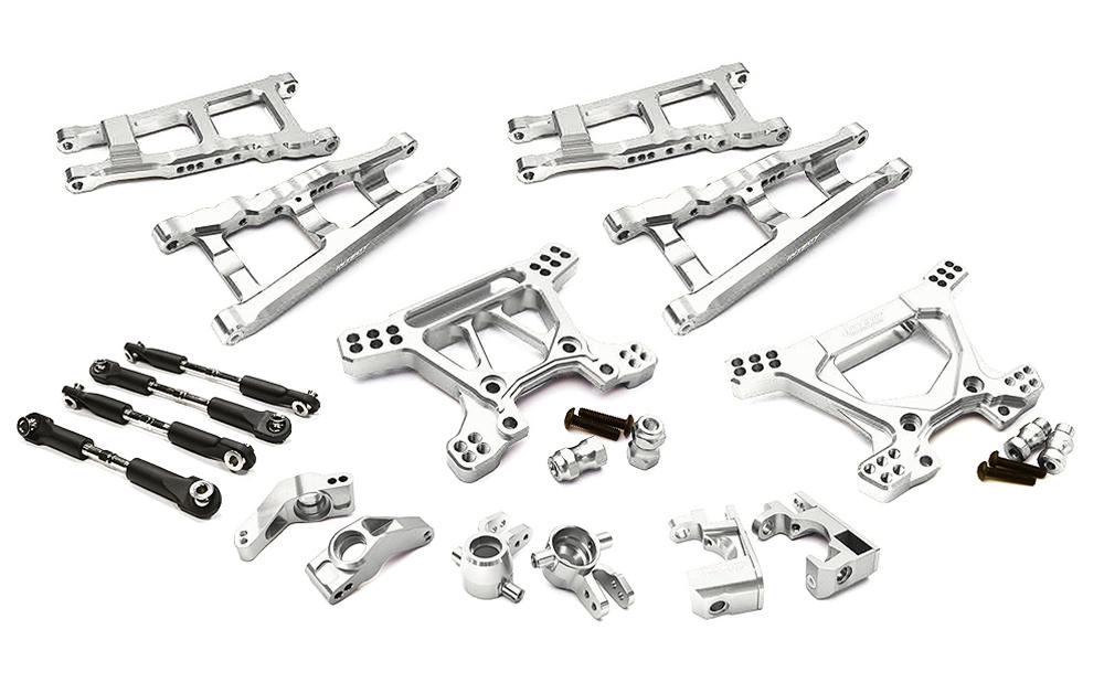C28738SILVER Billet Machined Alloy Suspension Kit for Traxxas 1/10 Hoss & Rustler 4X4 - Image 1