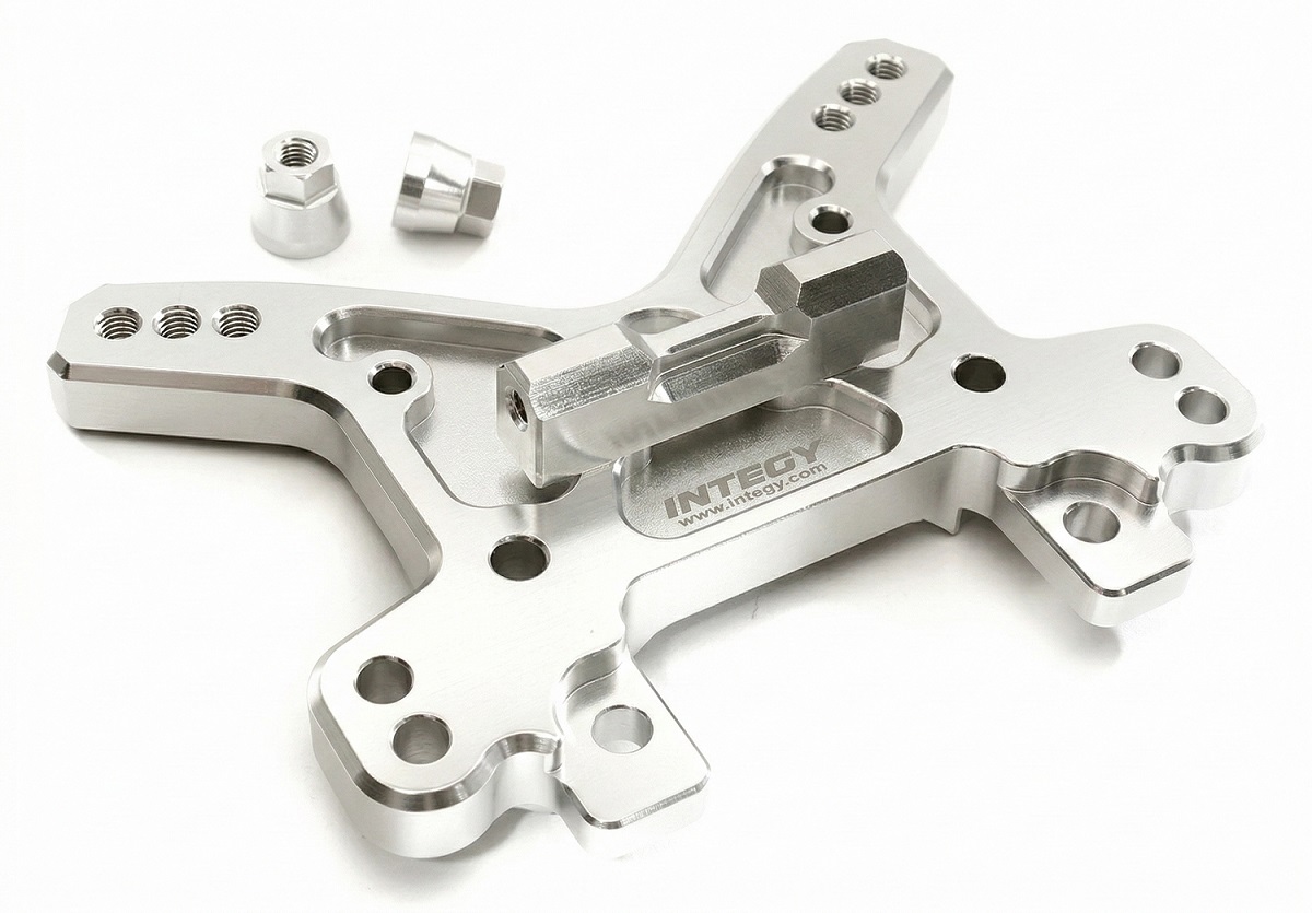 C28838SILVER Silver Billet Machined Front Shock Tower Upgrade for Losi 1/5 Desert Buggy XL-E - Image 1