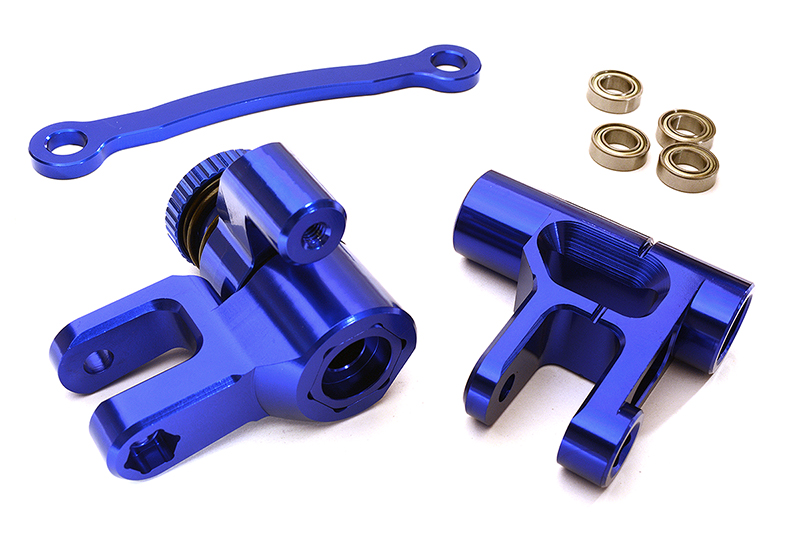 C28856BLUE Blue Billet Machined Steering Bellcrank for Losi 1/5 Desert Buggy XL-E - Image 1