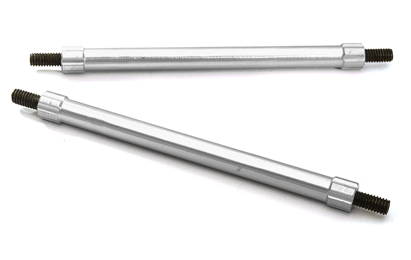 C28883SILVER Billet Machined 75mm Aluminum Linkages (2) M4 Threaded for 1/10 Scale Crawler - Image 1