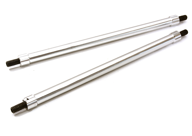 C28889SILVER Billet Machined 105mm Aluminum Linkages (2) M4 Threaded for 1/10 Scale Crawler - Image 1