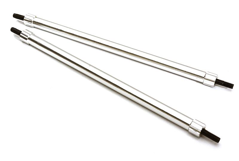 C28898SILVER Billet Machined 125mm Aluminum Linkages (2) M3 Threaded for 1/10 Scale Crawler - Image 1