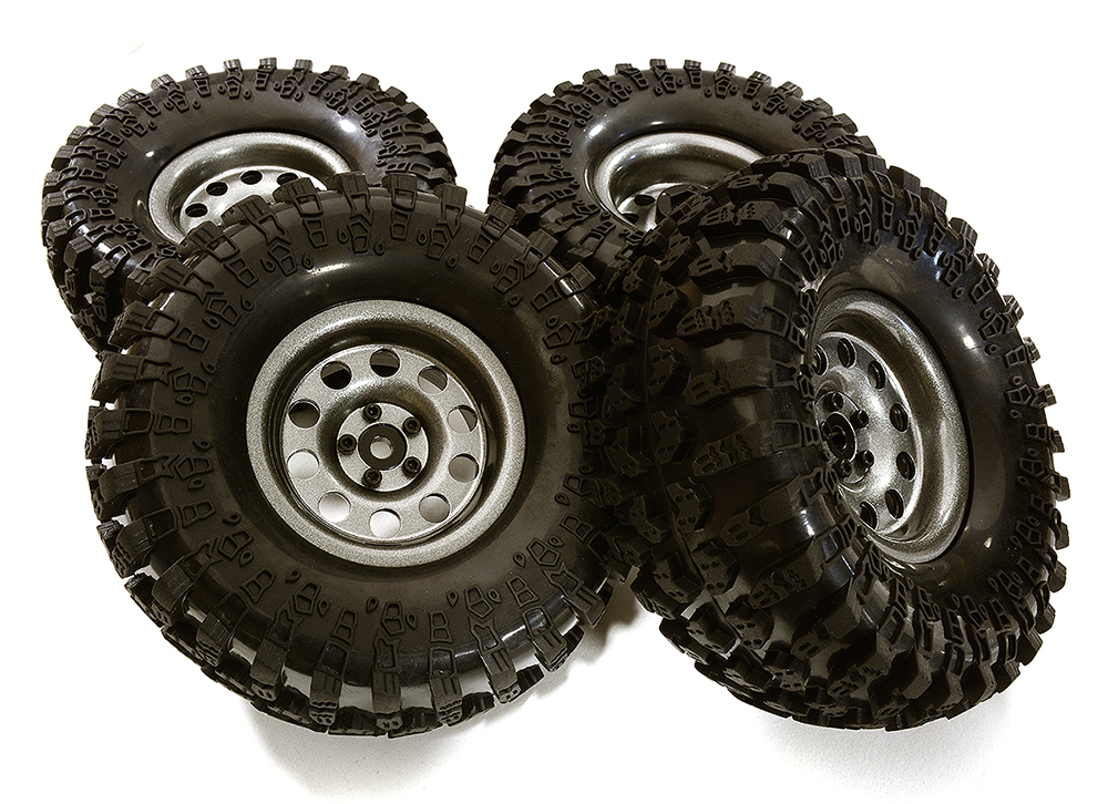 C28948 Metal Alloy 2.2 Size Wheel & Tire Set for 1/10 Off-Road, 128mm O.D. (4-Pack) - Image 1