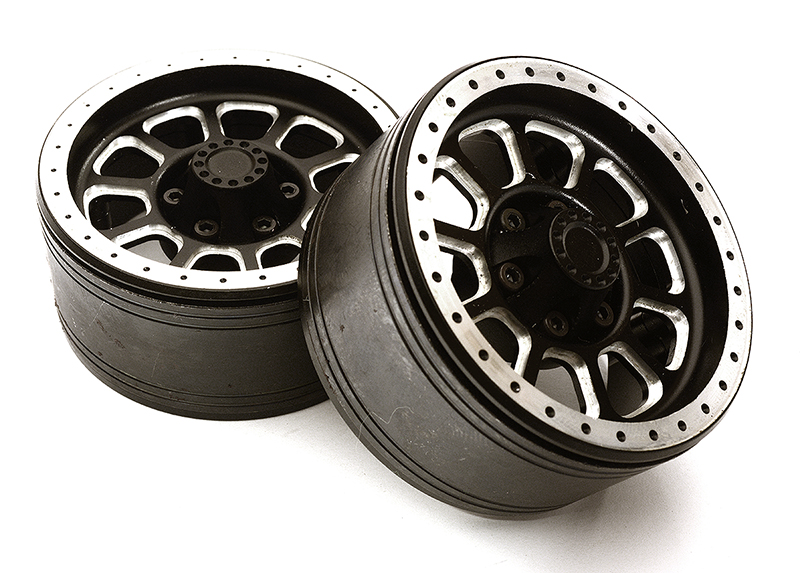 C28954BLACK 1.9 Size Billet Machined Alloy 10 Spoke Wheel(2)High Mass Type for Scale Crawler - Image 1