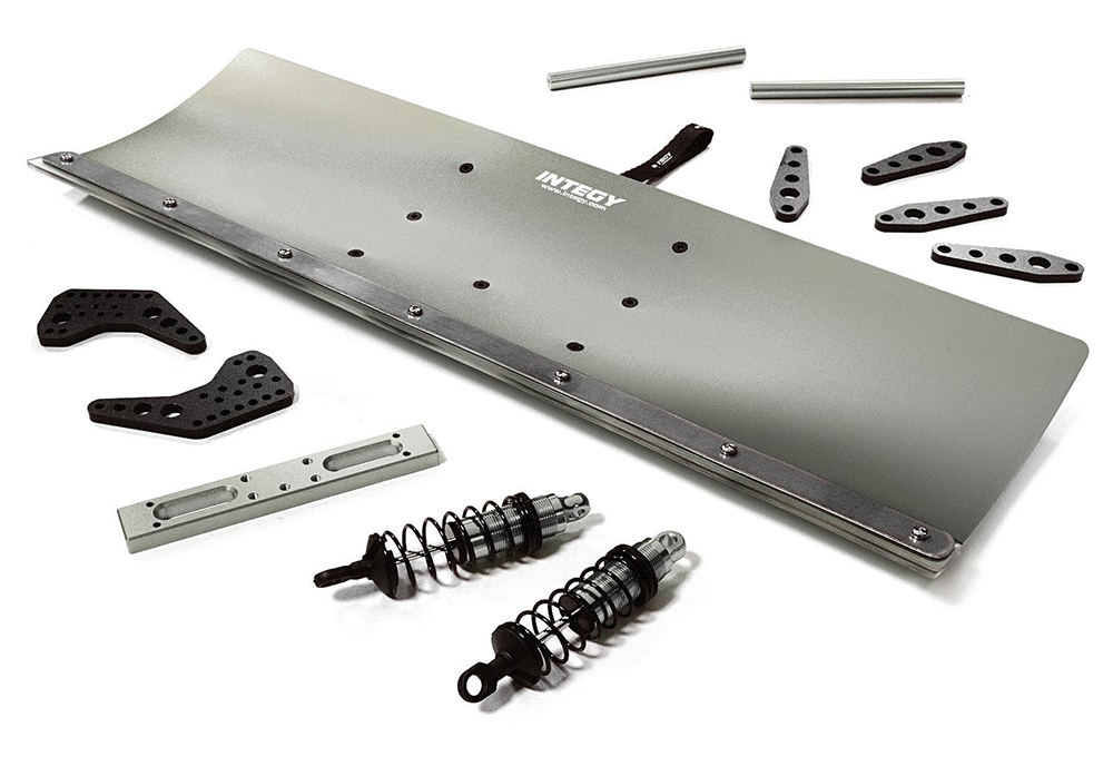 C29605GREY Alloy Machined 400mm Snowplow Kit for Traxxas 1/10 Maxx 4S Truck - Image 1
