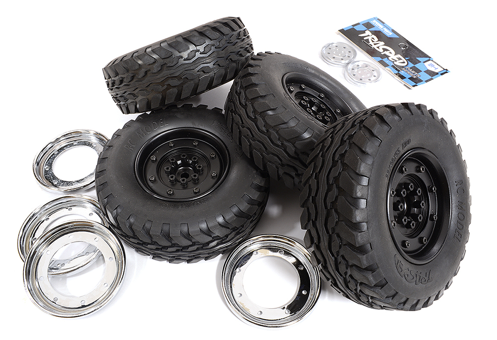 C30589 Tire & Wheel (4) Set 4ASS-PA008 for HG-P408 1/10 4X4 H1 Hummer - Image 1