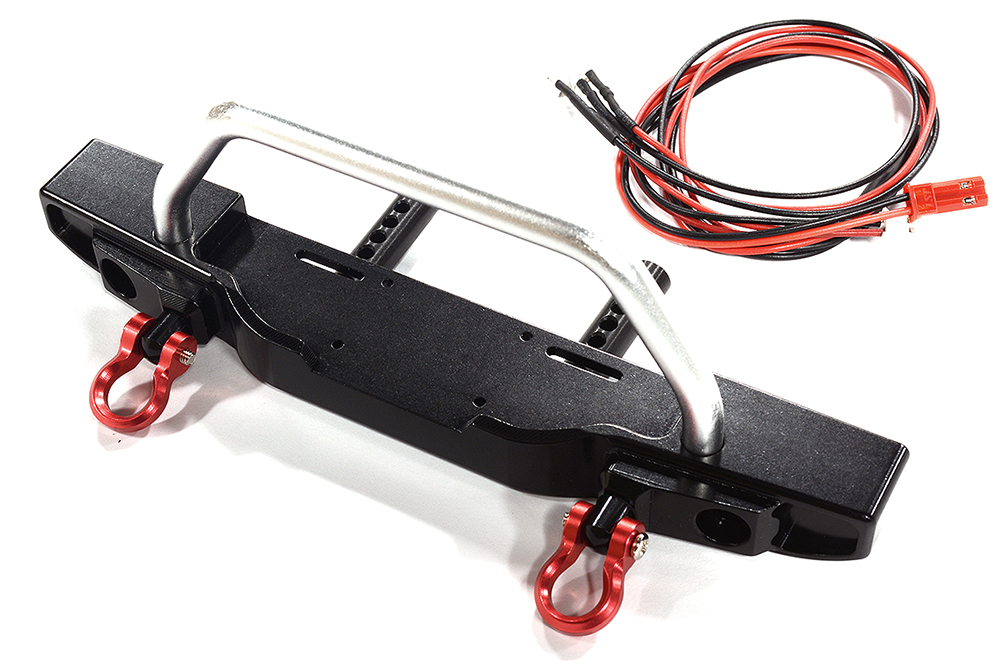Realistic Black Silver Front Bumper with LED for Axial SCX10 III Scale Crawler
