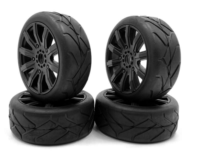 C30745 Rubber Tires, Wheels & Inserts TK09 Style w/ 17mm Hex for 1/8 Buggy Size 4pcs. - Image 1