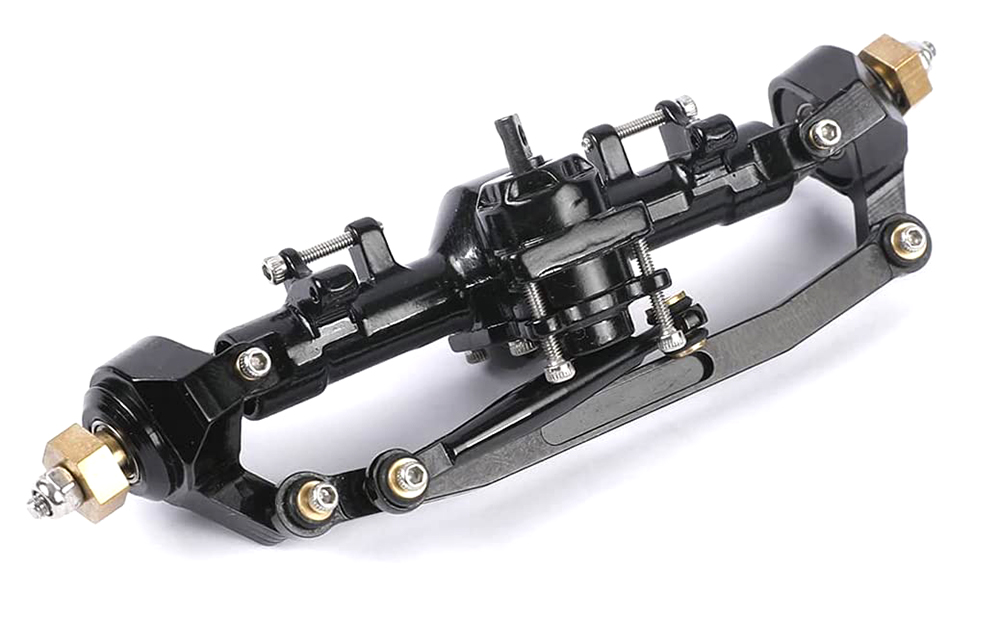 C30785BLACK Billet Machined Alloy Complete Front Axle for Axial 1/24 SCX24 Rock Crawler - Image 1