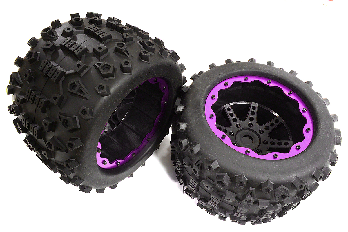C30849 Tires, Wheels & Inserts TK26 w/ 17mm Hex for Monster Truck Size 2pcs OD=155mm - Image 1