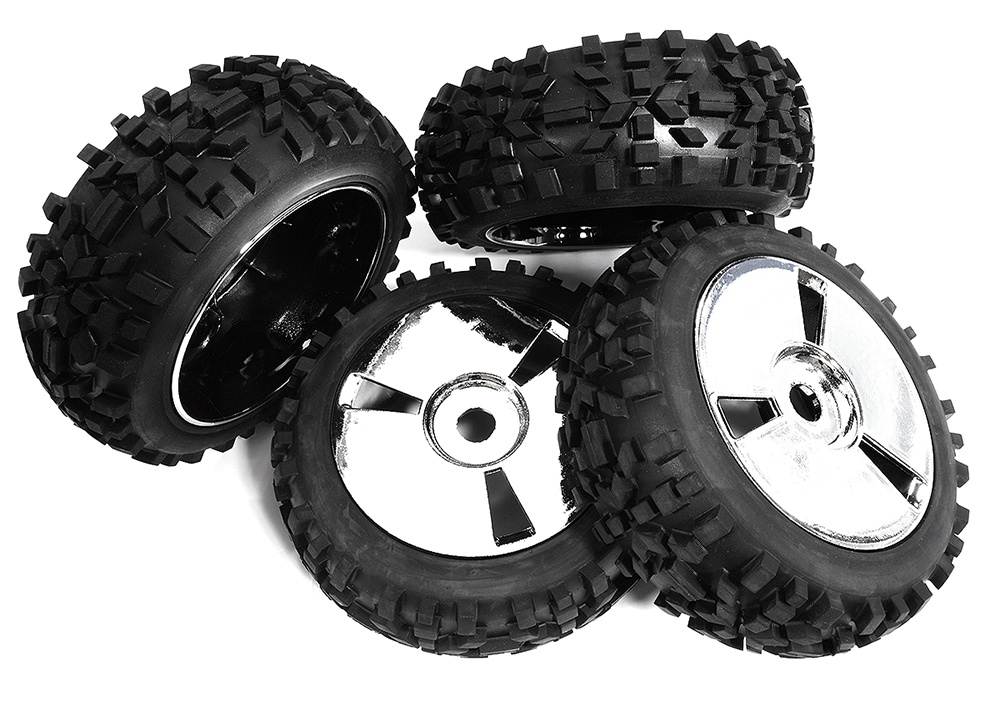 C30885 Tires, Wheels & Inserts TK51 Style w/ 17mm Hex for 1/8 Buggy Size 4pcs OD=120mm - Image 1
